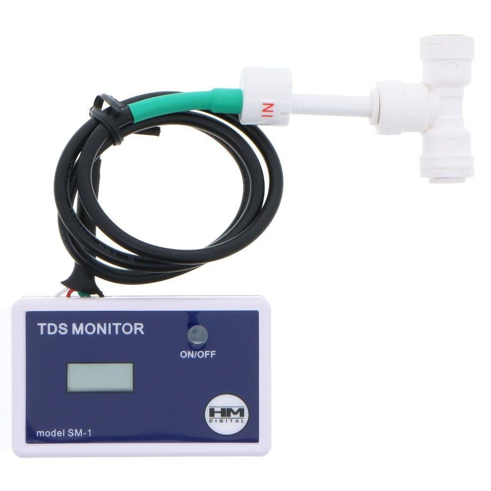 1/4" Tee HM Digital SM-1 In-Line Single Water TDS PPM Monitor Mter/Tester